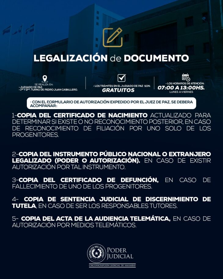 REQUISITOS Autorización y Legalización de Documentos para Viajar al Exterior de Niños, Niñas y Adolescentes.
