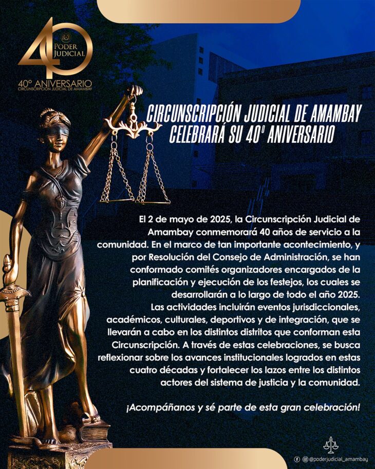 La Circunscripción Judicial de Amambay celebrará su 40º aniversario